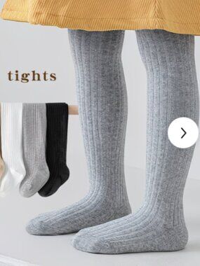 Bundle of 8 Kids Vertical Striped Tights Grey Heather Size 6